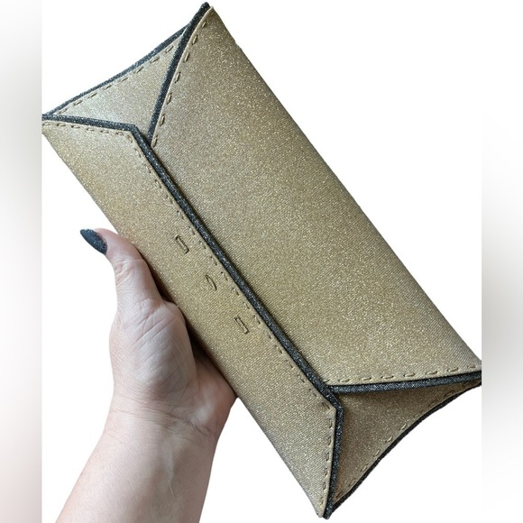 VBH Gold Glitter Stretch Envelope Clutch 010/300 - Picture 7 of 12